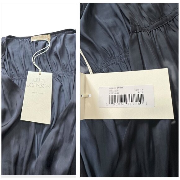 Ulla Johnson Azaria Dress Midnight Plissé Satin Mini Size 12 NWT $575 - Picture 5 of 15